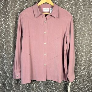 Alfred Dunner‎ Pink Button Up Long Sleeve Shirt Top